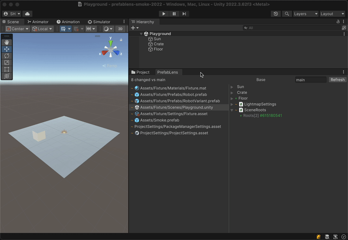 PrefabLens window in the Unity Editor